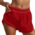 Outdoor Running Anti-Shine Sports Shorts Letter High Waisted Webbing Yoga Fitness Quick Dry Shorts