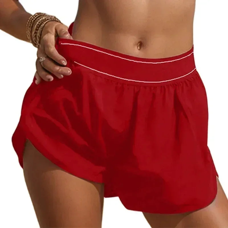 Outdoor Running Anti-Shine Sports Shorts Letter High Waisted Webbing Yoga Fitness Quick Dry Shorts
