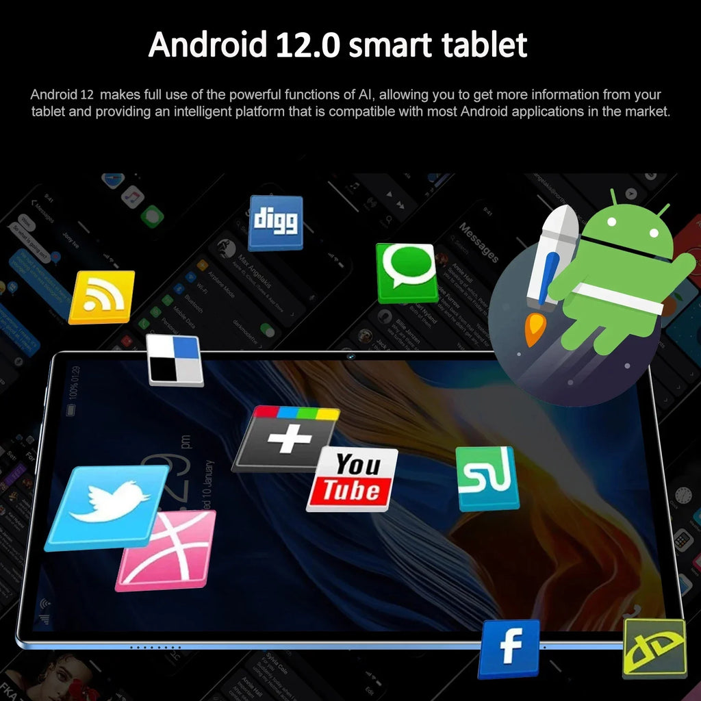 New 5G Pad Pro 10.1-Inch Android Tablet with 8GB RAM, 512GB ROM Octa core Support for calling,  Dual SIM card 8000mAh Battery Lootquake LLC