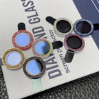 9H Tempered Glass Camera Cover Screen Protector Metal Individual Ring For iPhone Phone Glitter Camera Lens Protector Film For iPhone 14 13 12 11 Pro Max Luminous Lens Metal Glass Protective Cover Stevvex