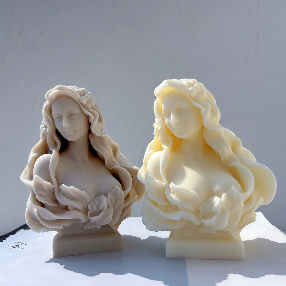 Beautiful Lady Statue Candle Mold Goddess Female Bust Silicone Molds Greek Art Woman Sculpture Soy Wax Tool Lootquake LLC