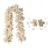 Halloween Thanksgiving Pink Decorations Artificial Fall Maple Leaves Garland Autumn Hanging Pink Pumpkins Flowers Berries Rattan Lootquake LLC