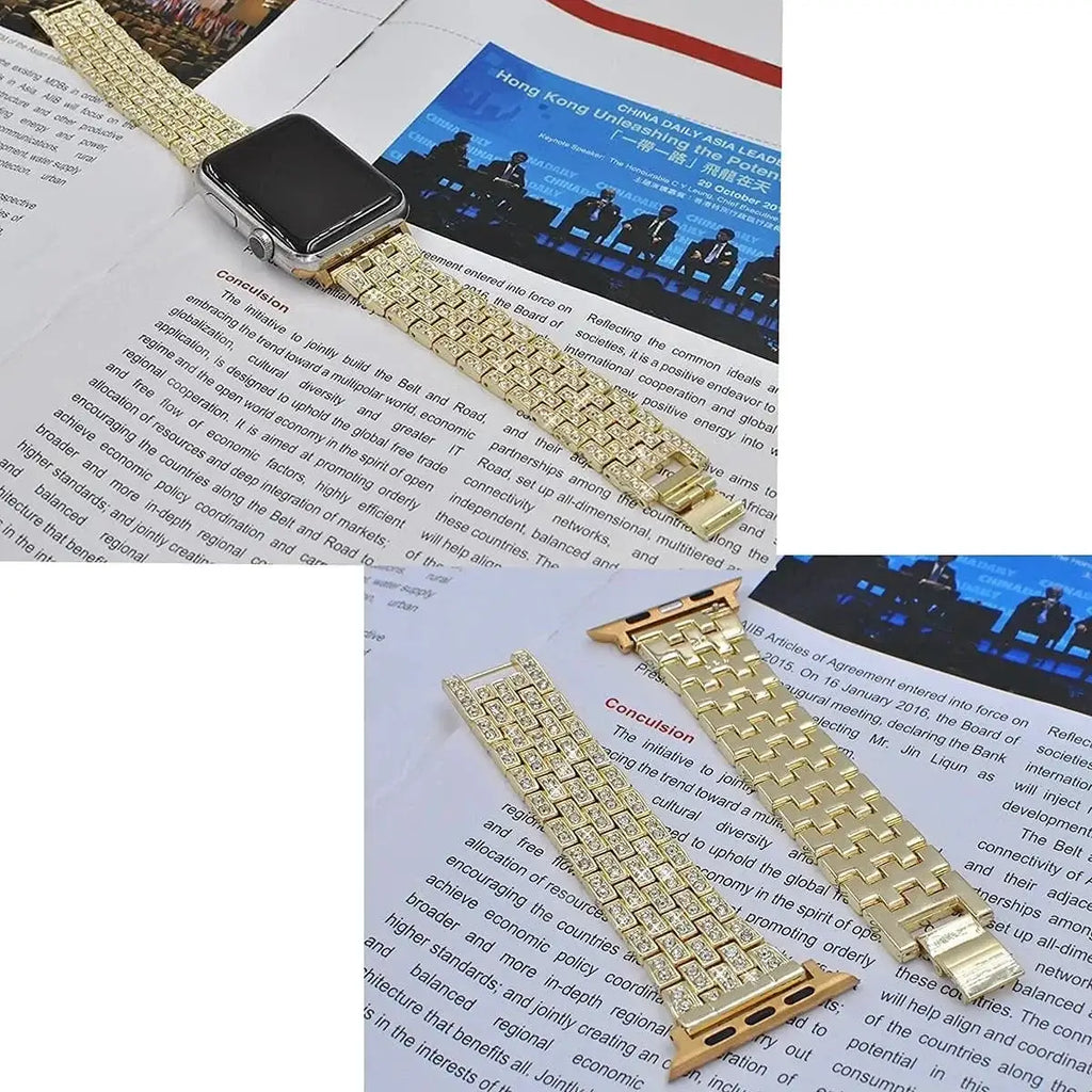 Apple Watch Bedazzled Stainless Steel Strap - Elegant Design - SJB-DIAMOND ELITES