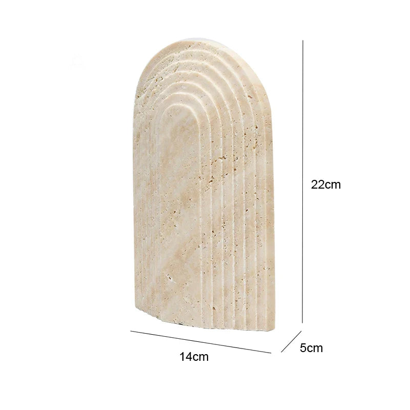 Travertine Sculptures and Figurines Archway Shape Statue for Shelf Coffee Table TV Cabinet Bookshelf Living Room Home Decoration