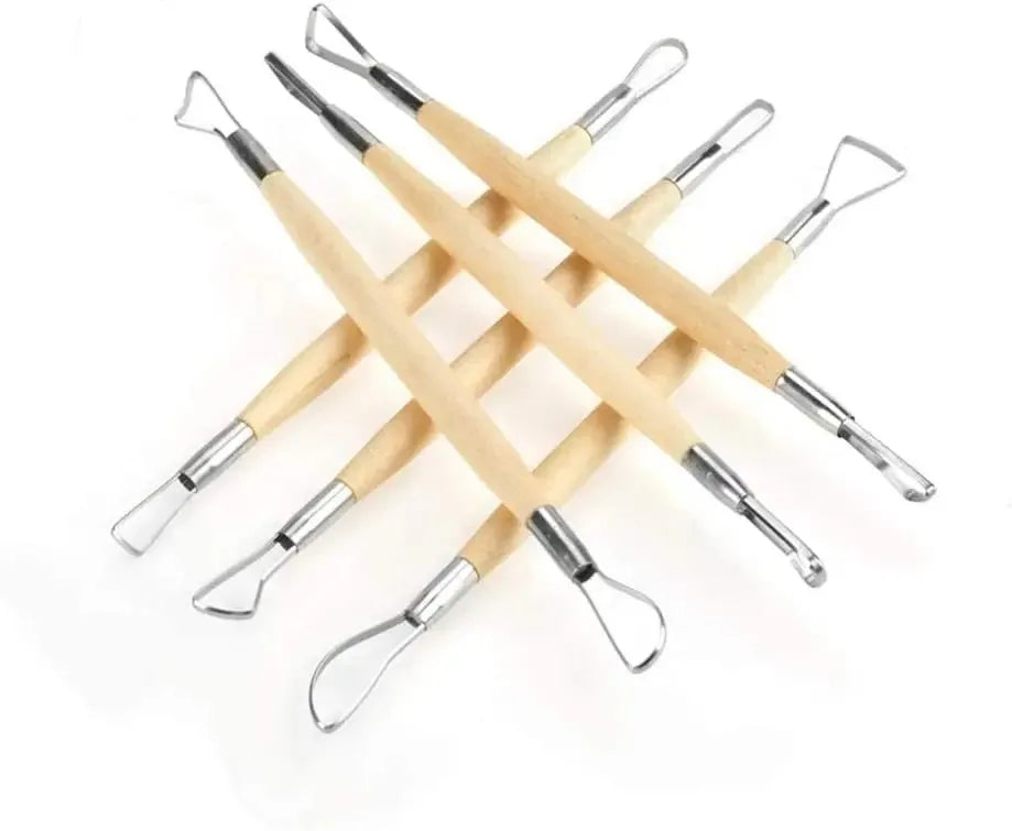 Double-Sided Clay Sculpting Tools Wooden Handle Clays Tool Pottery Sculpture for Ceramic Wax Pottery Carving Modeling Supplies