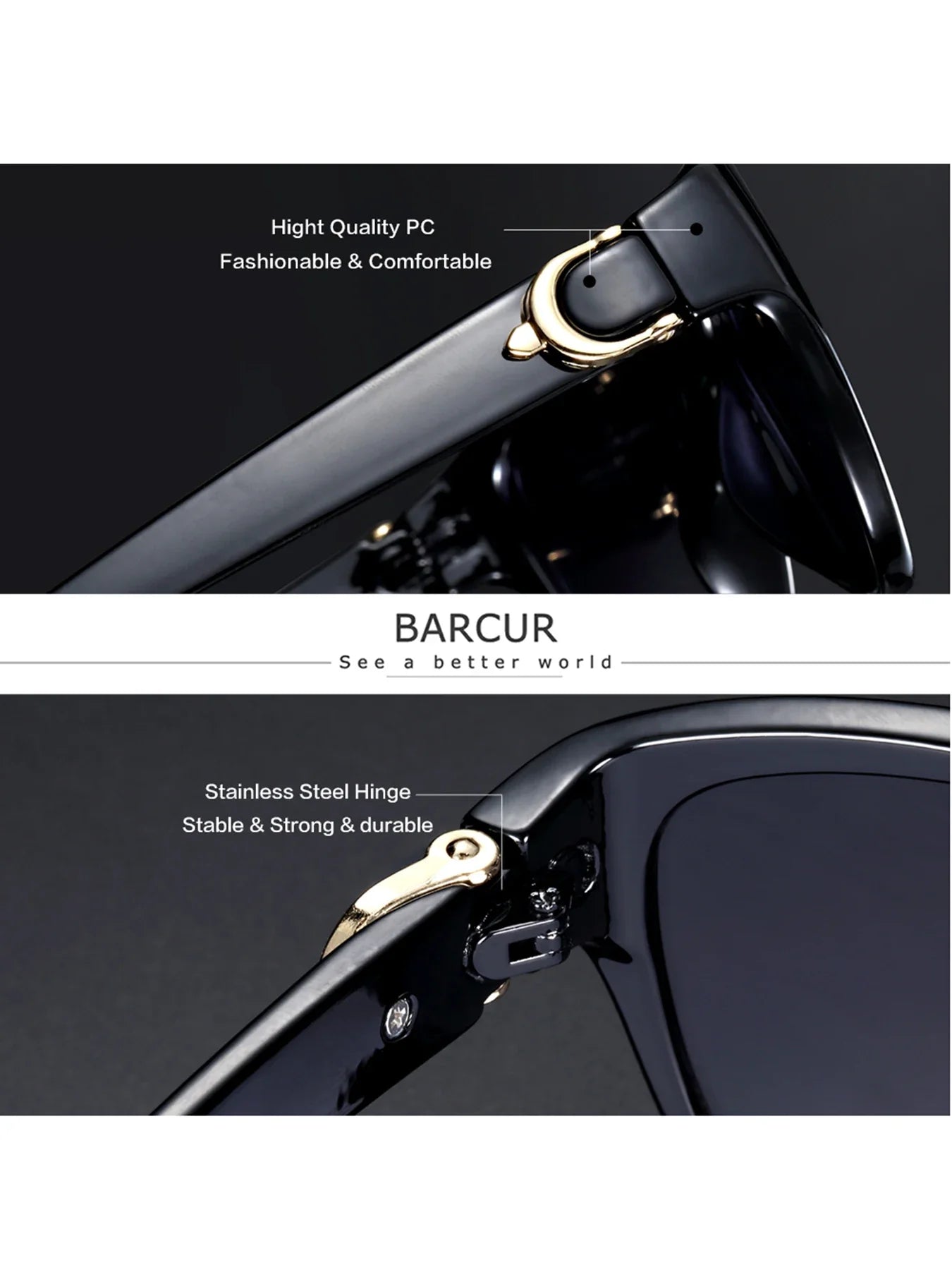 BARCUR Polarized Men’s Fashion Sunglasses – Elliptical Gradient TAC Lens with UV400 Protection – Lightweight Stainless Steel Frame Stylish Summer Eyewear for Travel Driving & Outdoor Gift Occasions Stevvex