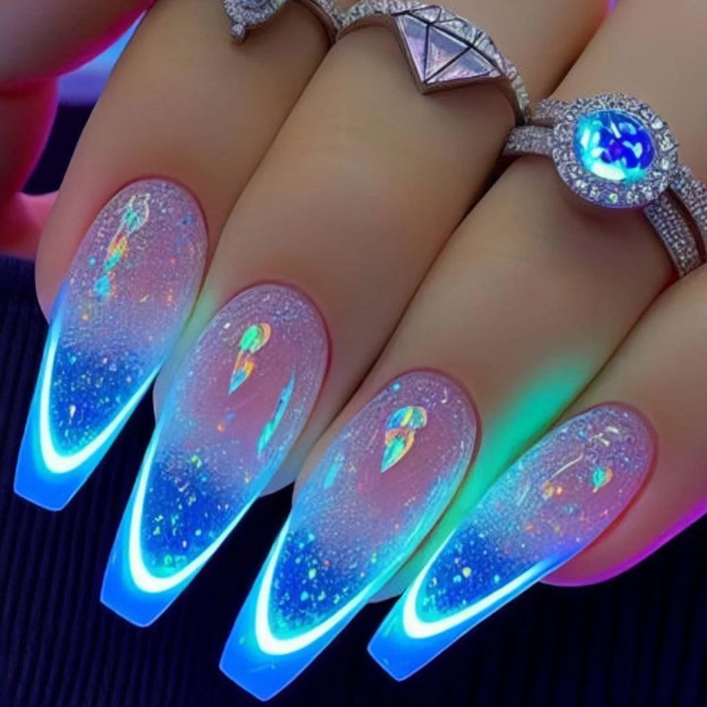 Long nail art patches with purple polka dots and a shiny, fashionable, individual and high-end feel. Detachable 24-piece nail ar Lootquake LLC