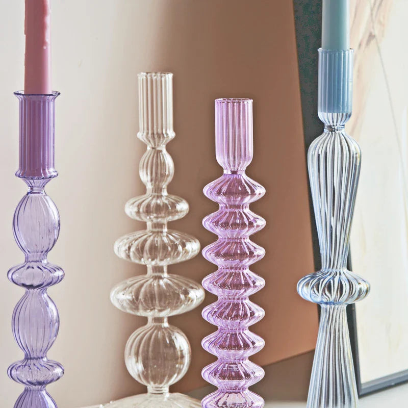 Glass Candle Holders Nordic Decor Taper Candle Holder Candlesticks for Home Wedding Room Decoration Party Vase Home Decor Pi-Mart