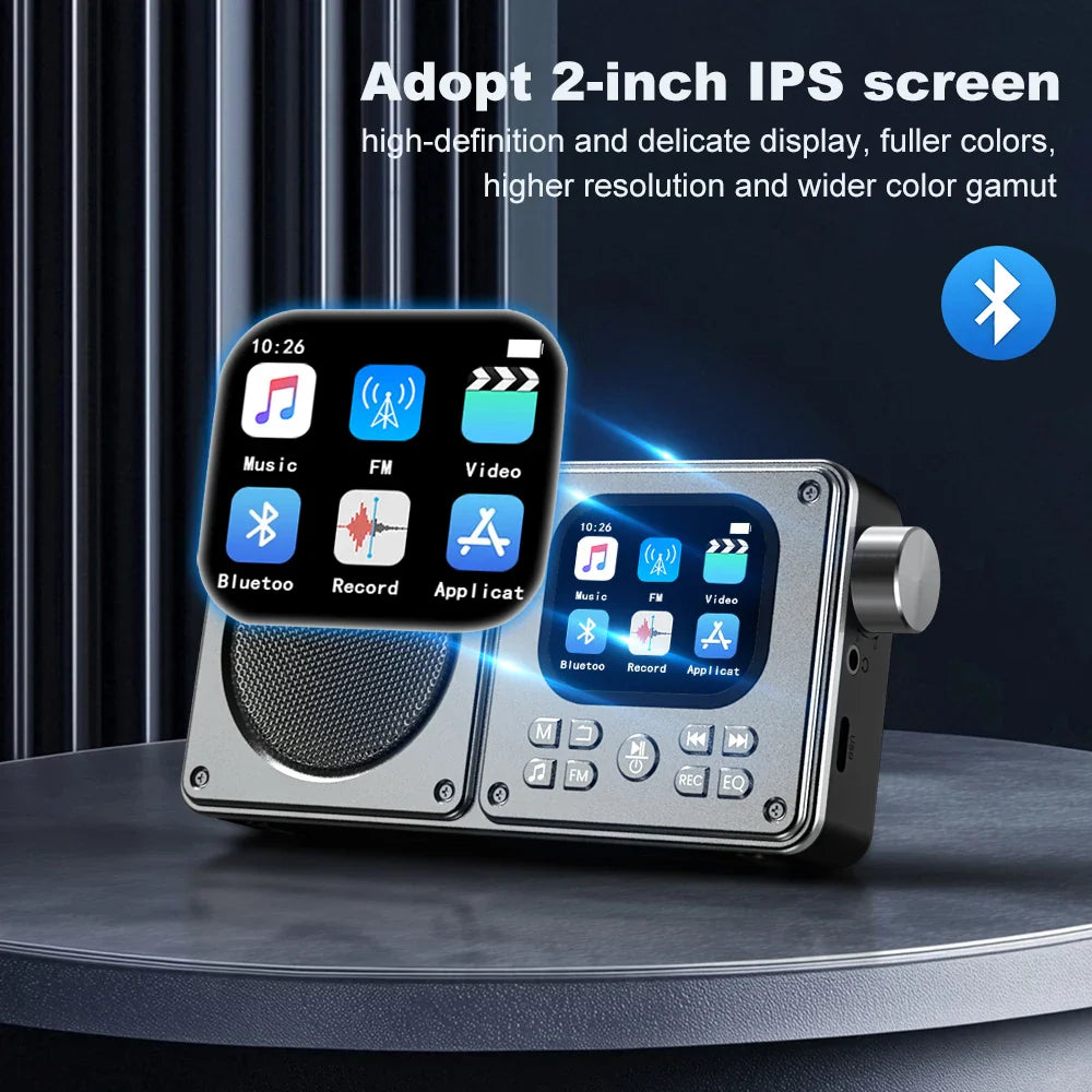 Wireless Bluetooth5.4 Speakers 87.5-108MHz Portable FM Radio Outdoor Radio MP3 Music Player Support Earphone TF Card Video Clock Lootquake LLC