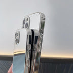 Luxury Clear Back Mirror Shock-Absorption Anti-Scratch Bright Reflection Protective Case Cover Silver Golden Mirror Shockproof Case for iPhone 14 13 12 Pro Max 11 X XR XS 8Plus iphone Hard Back Cover Stevvex