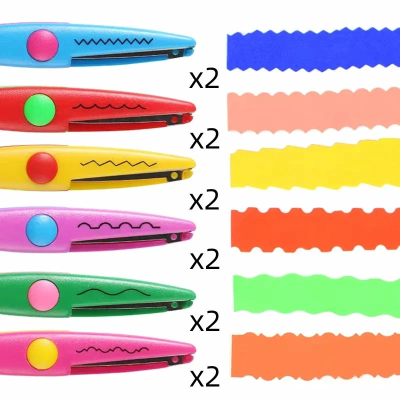 6pcs/Set Scissors Wavy Pattern Paper Cutter DIY Handmade Tools Paper Craft Kawaii Card Photo Scissors Kids Gifts Office Supplies Lootquake LLC