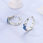 Original 925 Sterling Silver Blue Zirconium Butterfly Earrings Colored Hoop Earring Women Female Party Fine Earring Jewelry Gift