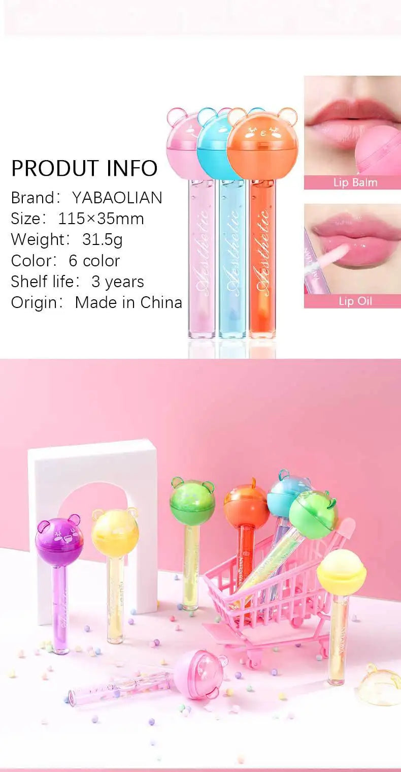 2 In 1 Cute Lollipop Lip Gloss Moisturizing Lip Plumper Lip Balm Lipstick Mineral Oil Lip Nutritious Lips Care Makeup Cosmetics Lootquake LLC