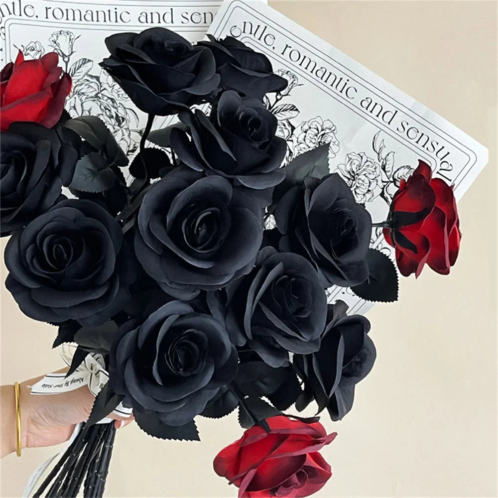 Halloween Decoration Artificial Flowers Bouquet With Pumpkins & Black Roses, Halloween Table Centerpiece For Dining Living Room Lootquake LLC