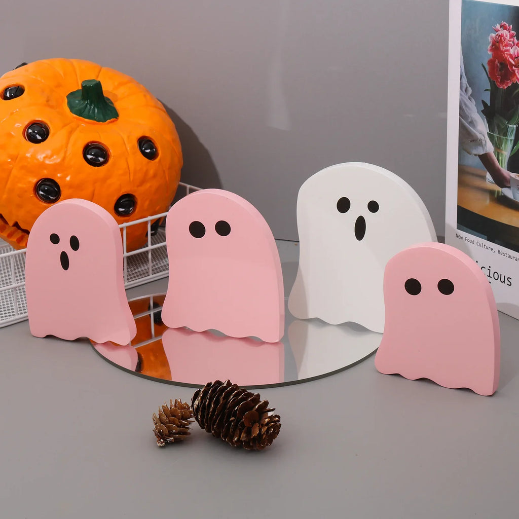 4PCS Wooden Desktop Ornaments Halloween Decoration Creative Funny Ghosts Halloween Party Home Decor Statue Gift Lootquake LLC