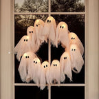 Modern Lit Ghosts Wreath Aesthetic Halloween Home Decor Luxury Wall Decoration Cute Halloween Wall Decors Interior Decorations Lootquake LLC
