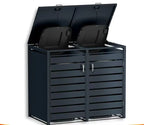 Outdoor Garden 12L Iron Steel Home Garbage Bin Double Door Wheelie Bin Hideaway With Plastic Frame Metal Lid Shelter For Storage