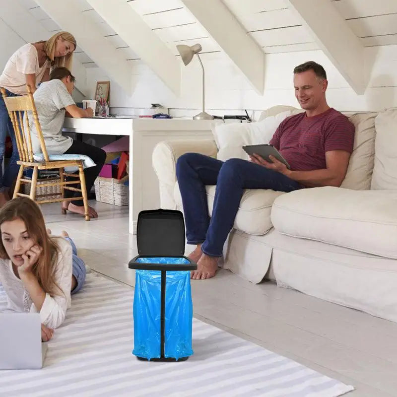 Garbage Bag Holder Rubbish Bin Stand Telescopic Garbage Holders Waste Storage Frame with Lid for Living Room Yard Lawn Camping Lootquake LLC