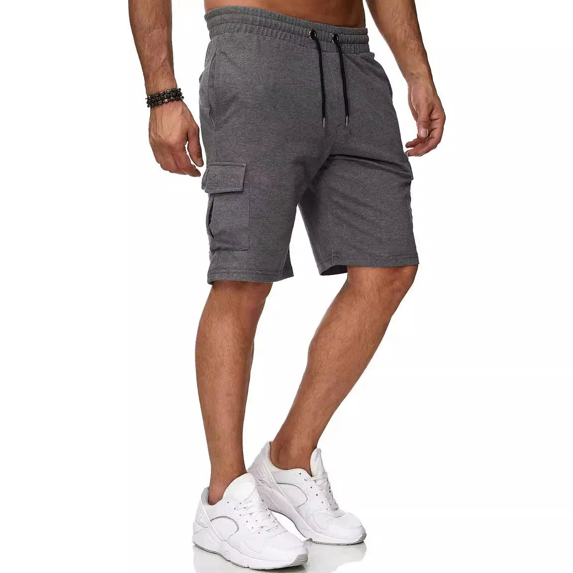 Mens Sweatpants Straight Fit Drawstring Multi-pocket Pants THRIXINE