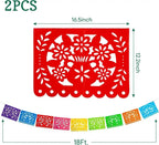 4 PCS Mexican Party Banners,  Plastic Papel Picado Mexico Decor, Easter Decor, ,  Day of The Dead Decoration, 18 Feet Total  ﻿ Lootquake LLC