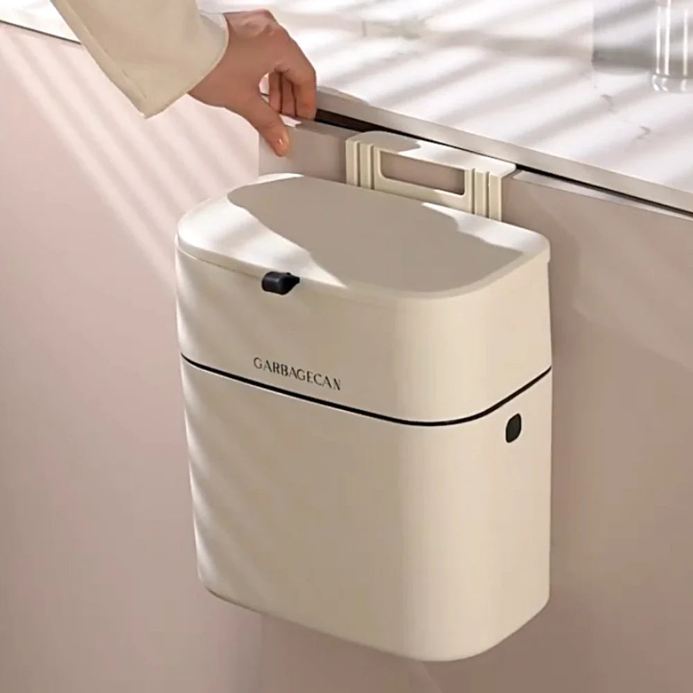 Fashionable Household Garbage Bin Hanging Garbage Bin Large Capacity Square Design Toilet Garbage Bin Convenient Clamshell Cover