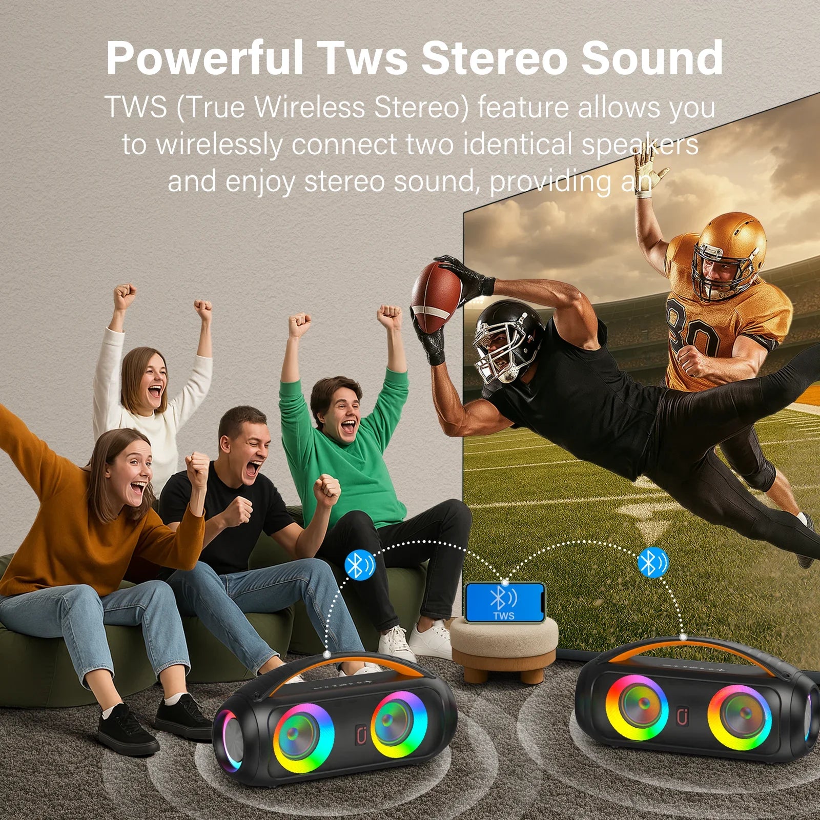 Portable Bluetooth Wireless Speaker, Loud Boombox Speaker with Subwoofer, Powerful Deep Bass Stereo Sound, IP65 Waterproof Lootquake LLC
