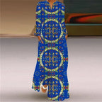 Women's Maxi Dress Printed Retro Fashion y2k vestidos Long Sleeve Loose Robe S-5XL