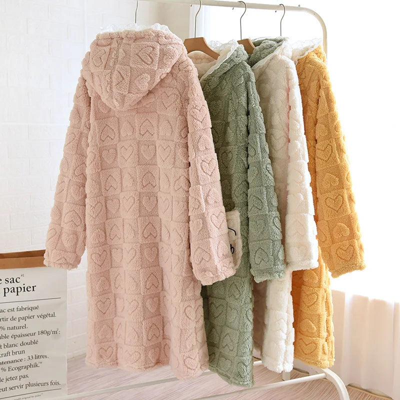 Autumn Winter Sleepwear For Sleeping Warm Hooded Robe Women Pajamas Bathrobe Woman Clothing Pijama Mujer Flannel Pyjama New Hot Lootquake LLC
