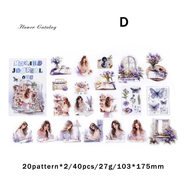 Journamm 40pcs/pack PET Materials Character Sticker DIY Scrapbook Collage Supplies Creative Decor Stationery Aesthetics Stickers Lootquake LLC