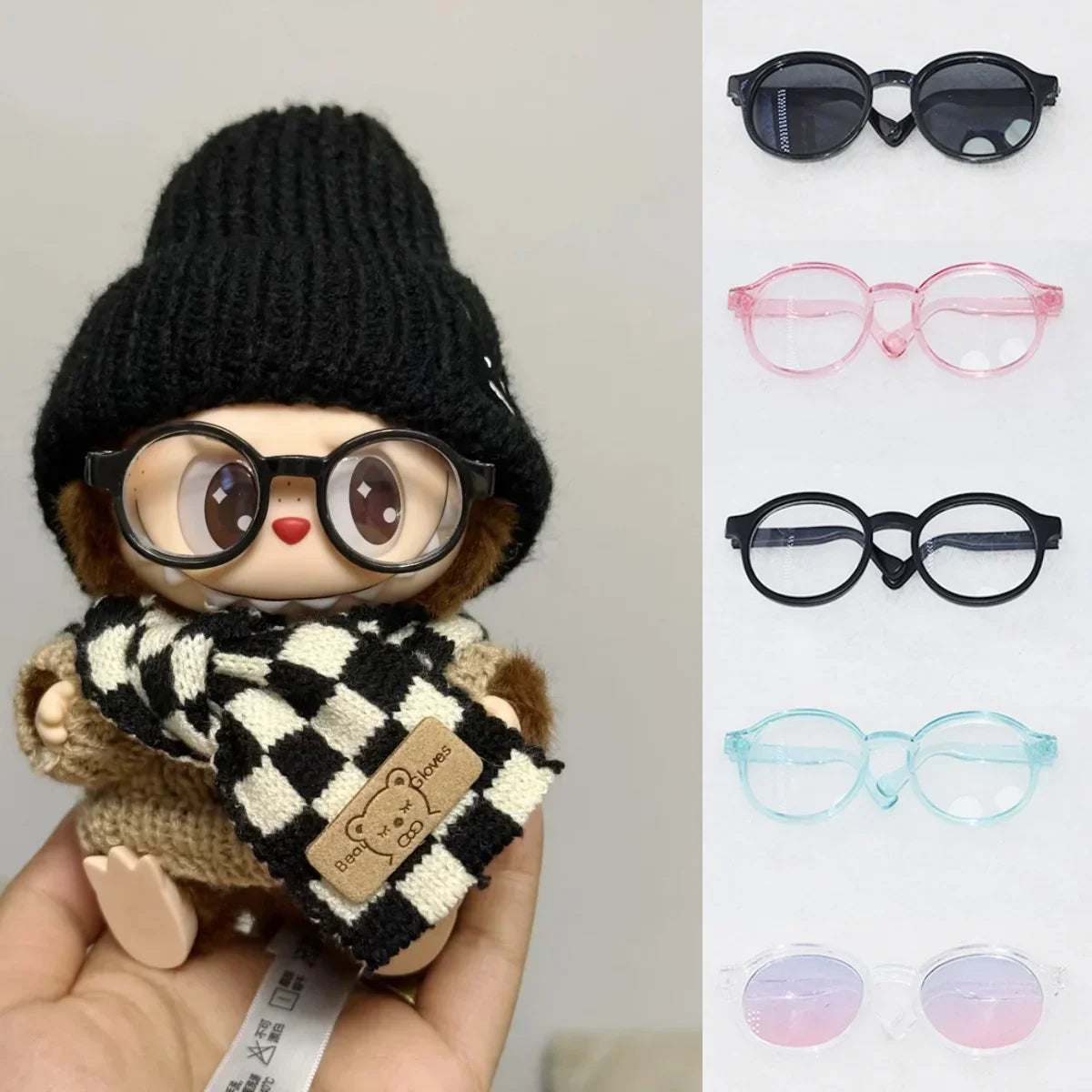 Labubu 6.5cm Transparent Plastic Glasses for 1/8 1/6 1/3 1/4 BJD for Labubu MSD SD Plush for EXO Doll Sunglasses Lootquake LLC