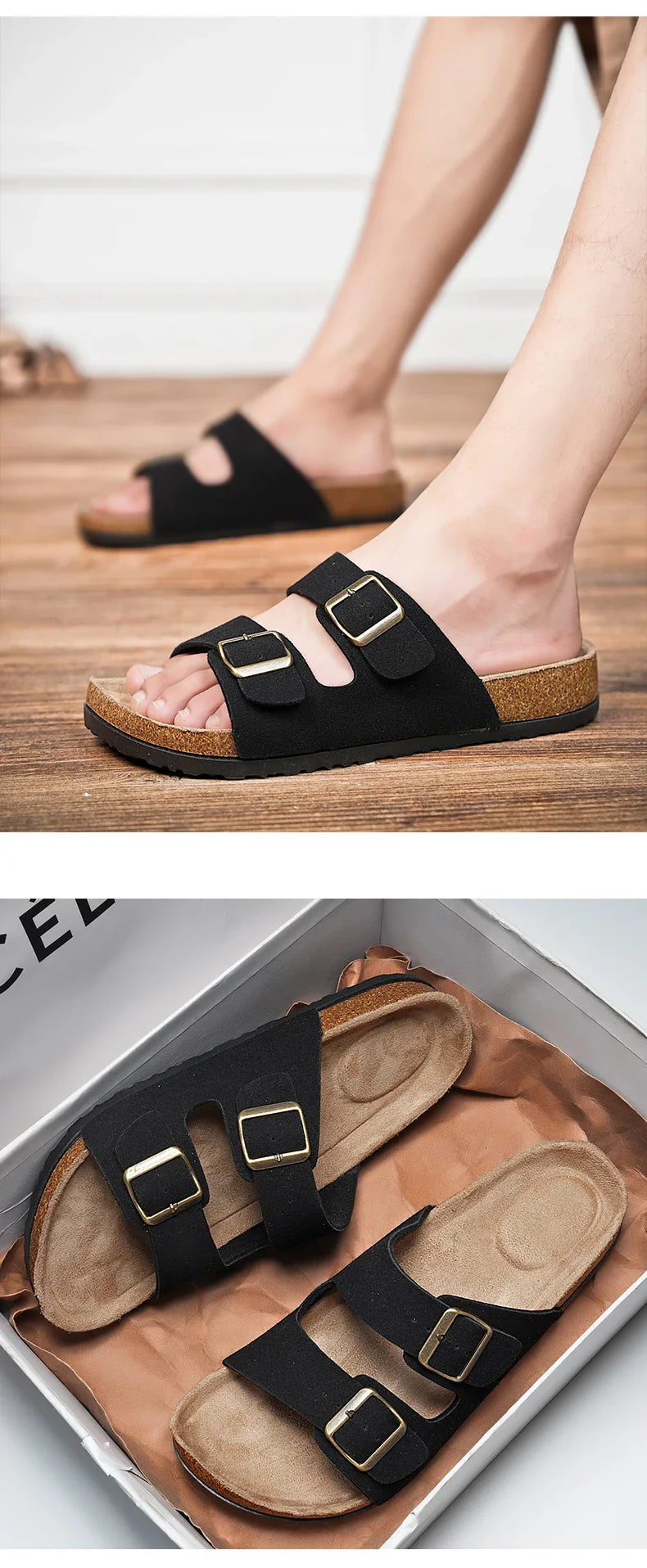 Brand Men Women Sandals Summer Designer Couple Cork Clogs Sandals Luxury Classic Unisex Mules Beach Slide With Adjustable Buckle Lootquake LLC