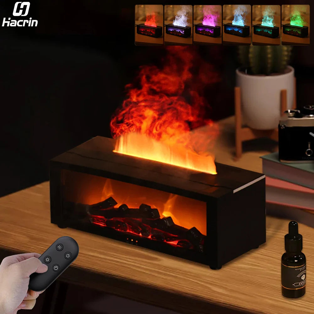 Air Humidifier Essential Oil Diffuser Flame Aroma Humidifier Home Room Fragrance Diffuser with Night Light Aromatherapy Diffuser Lootquake LLC