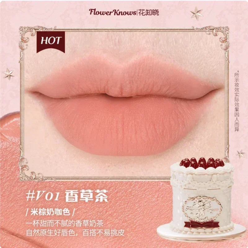 Flower Knows Strawberry Cupid Cake Lip Cream Lip Mud Matte Moisturizing Lipstick Silky Smooth Lip Makeup Professional Cosmetics Lootquake LLC