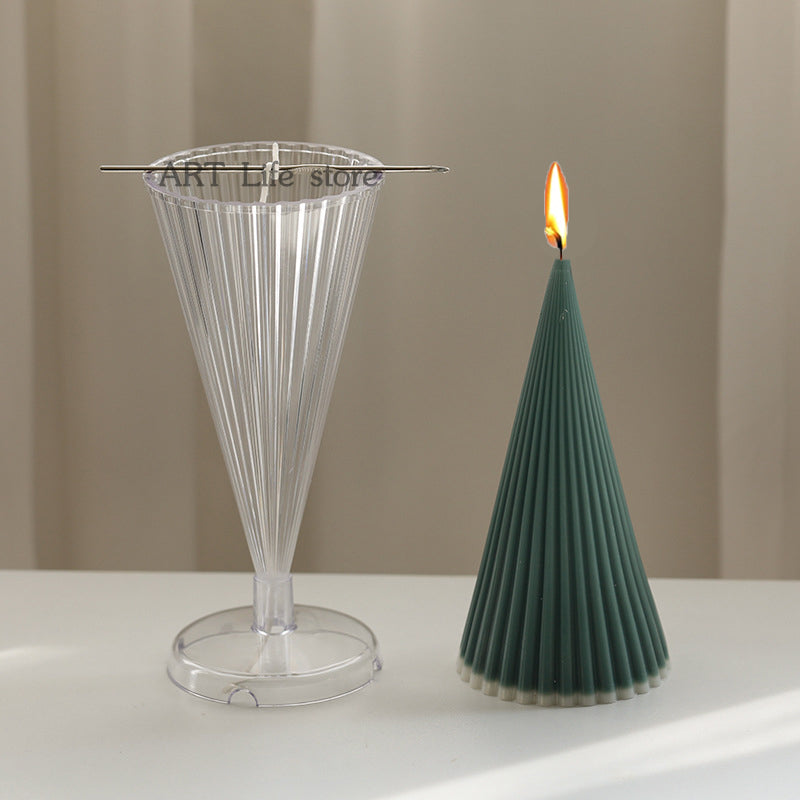 Striped Conical Candle Mold Diy Handmade Aromatherapy Candle Making Tool Home Decor Candle Acrylic Plastic Molds Lootquake LLC