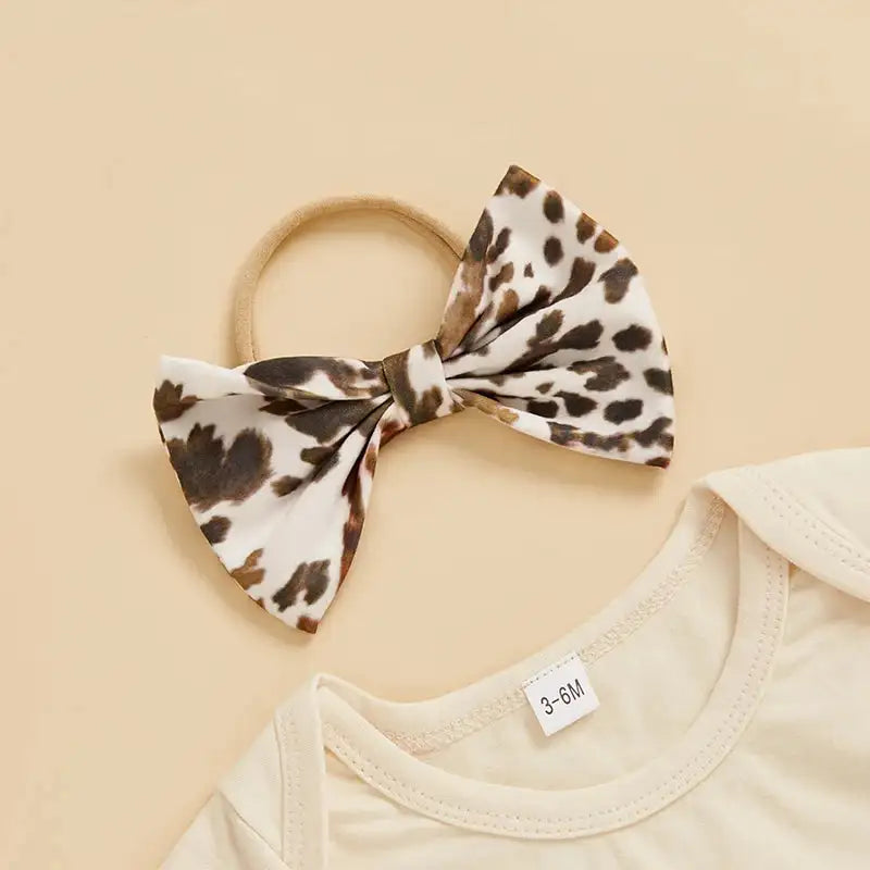Toddler Girls Cute Summer Set Sleeveless Floral Print Romper with Ruffle Trim and Matching Bow Headband Adorable Outfit for