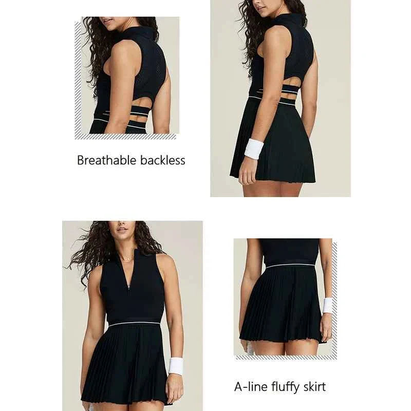 Women's Sleeveless Tennis Dress with Built-in Bra THRIXINE