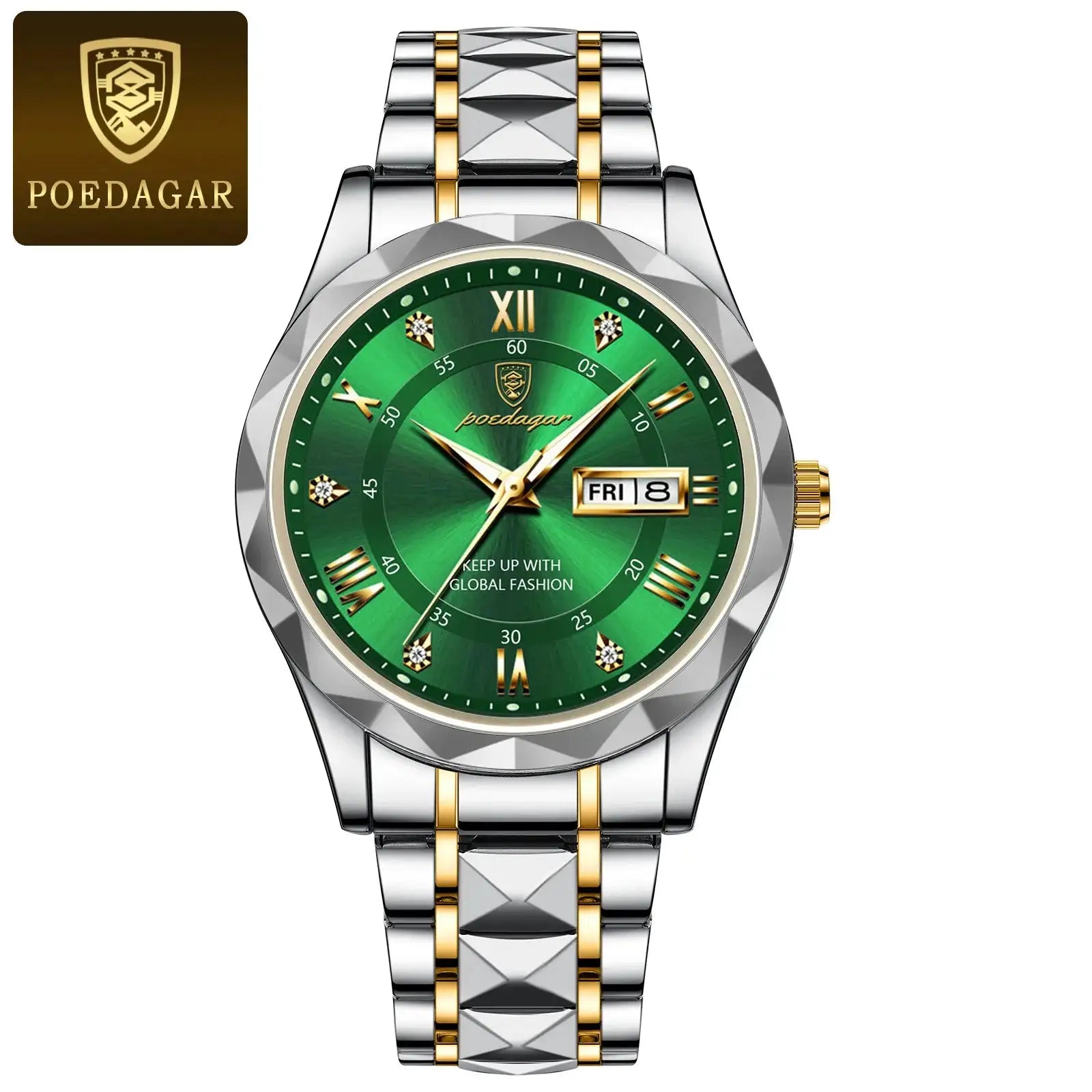 POEDAGAR Business Men's Watch Waterproof Luminous Stainless Steel Date Week Watches For Man Fashion Luxury Quartz Men Wristwatch