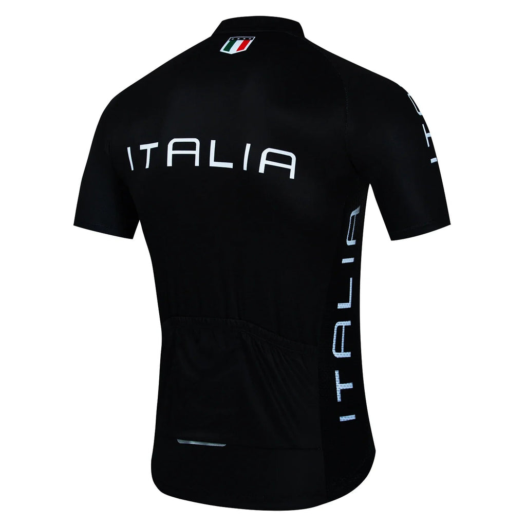 Mens Cycling Jersey Classic Black Cycling Racing Tops Short Sleeve THRIXINE