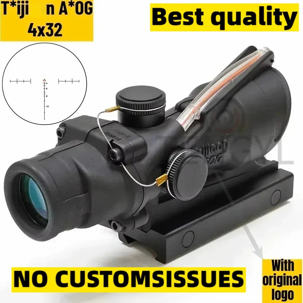 Hunting A*OG 4x32 Fiber Illuminated Red Chevron Scope THRIXINE