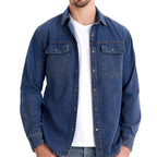 AIOPESON Brand New Mens 100% Cotton Denim Shirts Double Pocket Casual Cowboy Mens Shirts Long Sleeve Autumn Jeans Shirts for Men Lootquake LLC