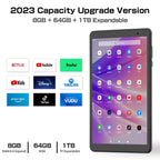 PRITOM 8 Inch Tablet Android 13, 8GB(4+4 Expand) RAM 64GB ROM,1TB Expand,1280x800 IPS Screen 5000MAH Battery,Dual Camera, WiFi Lootquake LLC
