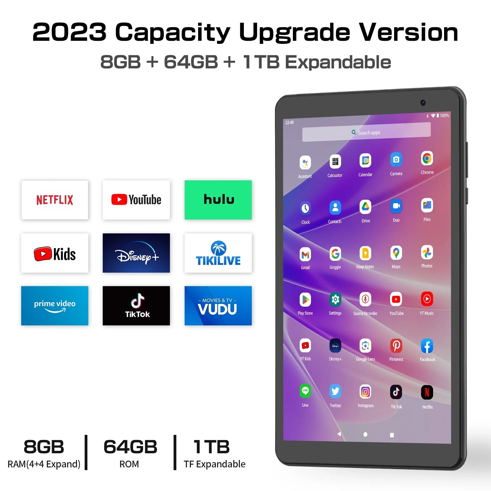 PRITOM 8 Inch Tablet Android 13, 8GB(4+4 Expand) RAM 64GB ROM,1TB Expand,1280x800 IPS Screen 5000MAH Battery,Dual Camera, WiFi Lootquake LLC