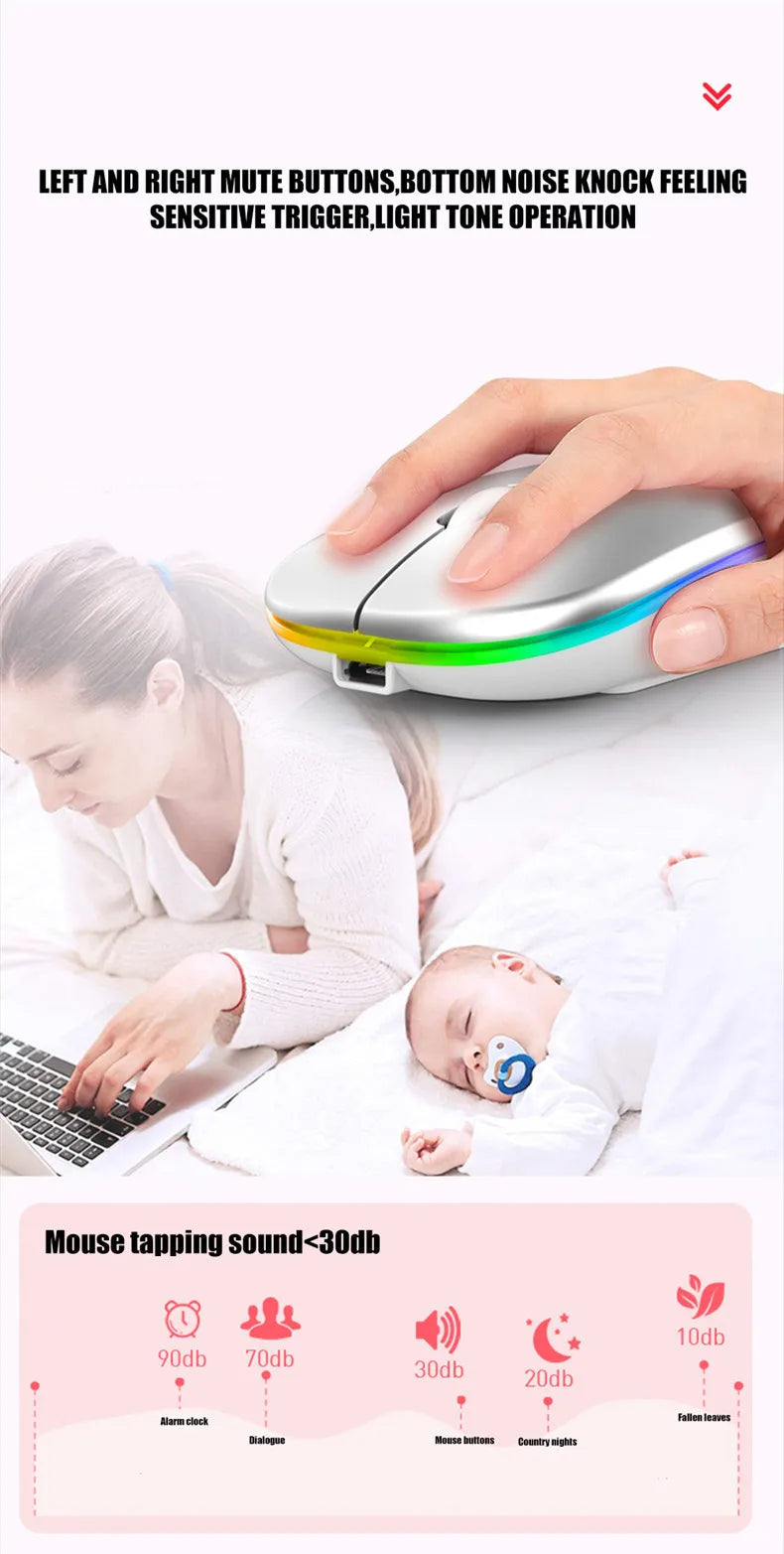 Wireless Mouse Gaming Mouse Backlight USB Compatible RGB Rechargeable Mice Silent Backlit Ergonomic Gaming Mouse for Laptop PC Lootquake LLC