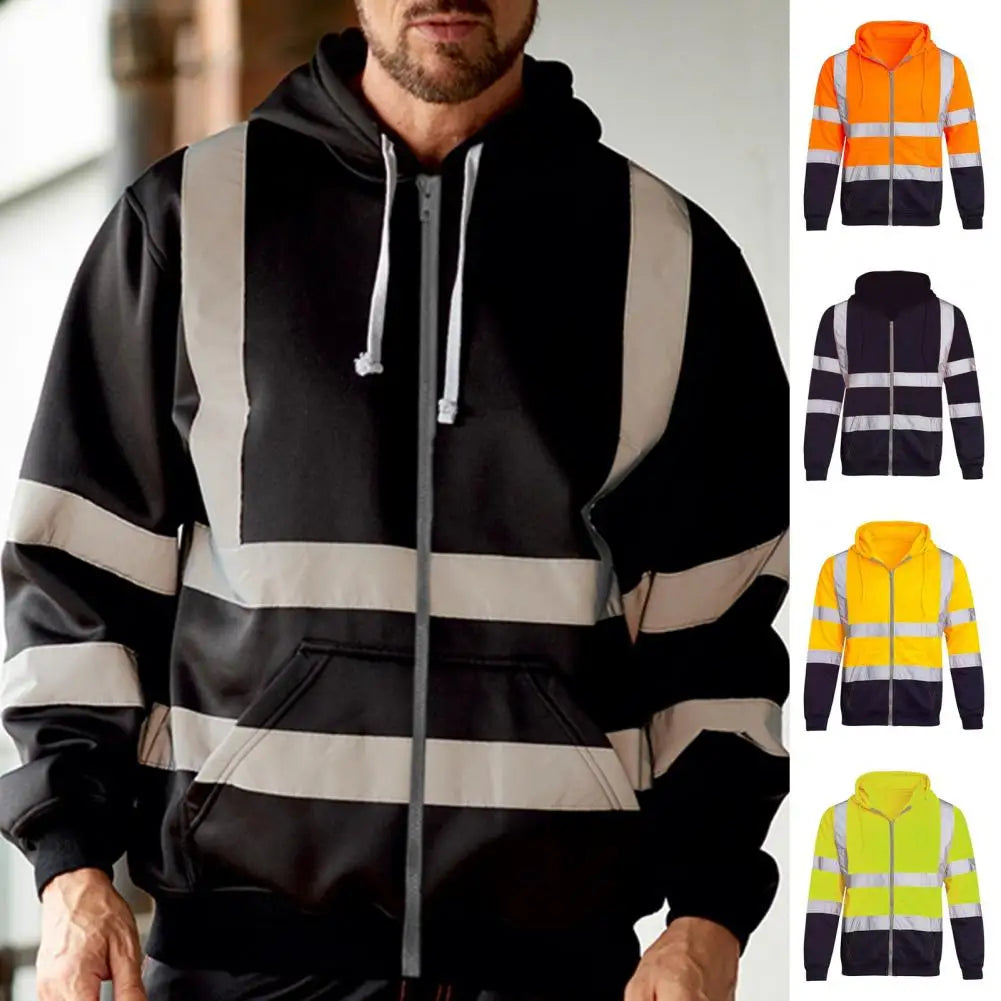 Reflective Long Sleeve Hoodie Winter Safety Coat Lootquake LLC