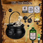 Halloween Decorations Indoor Cauldron Halloween Decor With Floating Potion Bottles And Diffuser Black Plastic Witches Bowl Lootquake LLC
