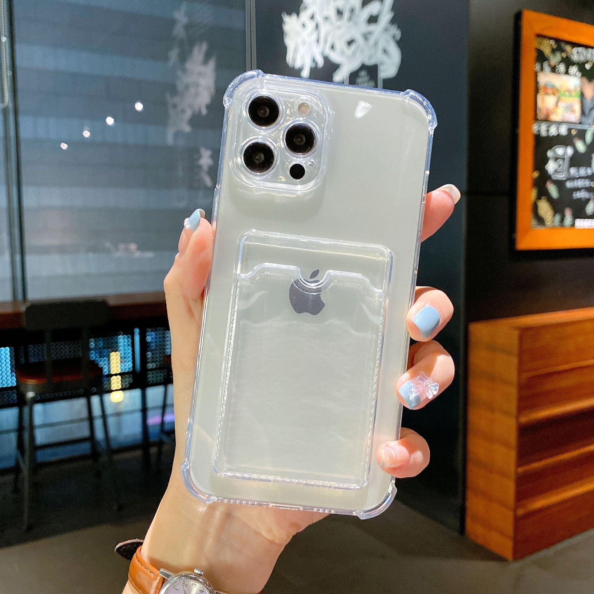 Phone Case For IPhone 12 13 14 Mini Case For iphone Cute Case Cover Soft Silicone Wallet Card Holder Clear Heavy Duty Protective Crystal Clear Back Cover with Shockproof Bumper Case Stevvex