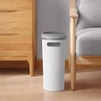 Slim Plastic Trash Bin with Lid,Easy Press-Top,Space Saving Design, Suitable for Bathroom Kitchen Living Room,Simple Solid Color Lootquake LLC