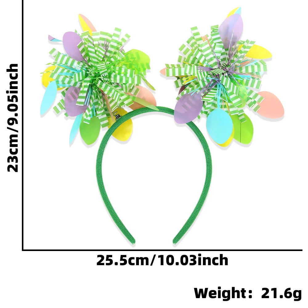 Easter Rabbit Headband with Colorful Egg Strip And Button Holiday Party Accessory Egg Chick Headdress for Easter Celebrations Lootquake LLC