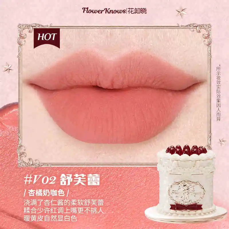 Flower Knows Strawberry Rococo Series Cloud Lip Cream Lip Gloss Long Lasting Velvet Lip Tint Lipstick for Women Cosmetic Lootquake LLC