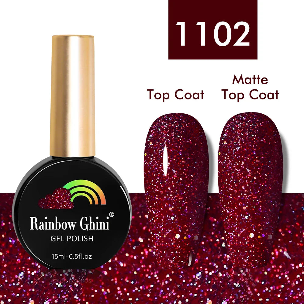 Rainbow Ghini UV LED Glitter Purple Gel Nail Polish 15ml Manicure Art Accessories Nail Glue Supplies for Professionals Varnishes Lootquake LLC